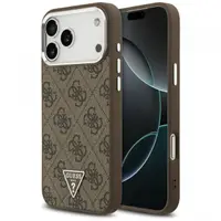 Husa MagSafe pentru Apple iPhone 17 Pro Max, Guess, 4G Triangle Logo, Maro