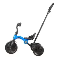Tricicleta pentru copii QPlay Ant Plus Albastru navy cu roti din spuma EVA, pliere compacta, cosulet pentru jucarii de la 2 ani pana la 25 kg