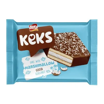 Prajitura cu marshmallow si glazura de cacao si cocos, Bifa Keks, 35g Engros