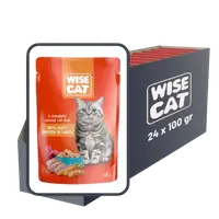 Set 24 buc x 100 gr Hrana umeda pentru pisici Wise cu pui in sos