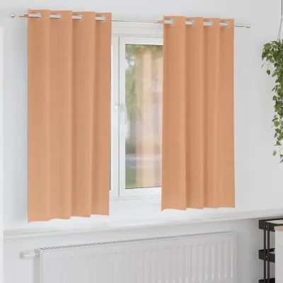 vidaXL Perdele Opaque cu Inel 2 buc. Maro deschis 175 x 140 cm