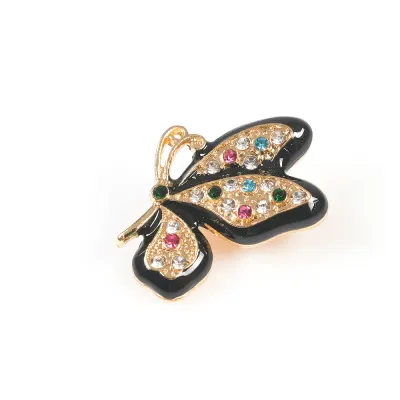 Brosa martisor fluture cu margini negre si pietre multicolore