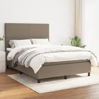 Gossi pat box spring cu saltea, gri taupe, 140x200 cm, textil