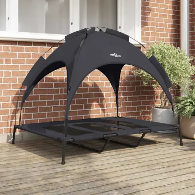 vidaXL Pat pentru câini Manual Negru 122 x 93 x 106,5 cm Oțel