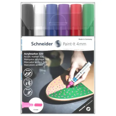 Marker acrilic, varf 4mm, 6buc/set 1, Paint-It 320, Schneider