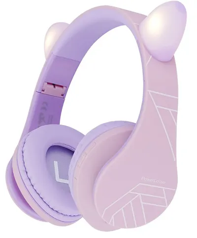 Căști pentru copii PowerLocus - P2, Ears, wireless, roz/ mov