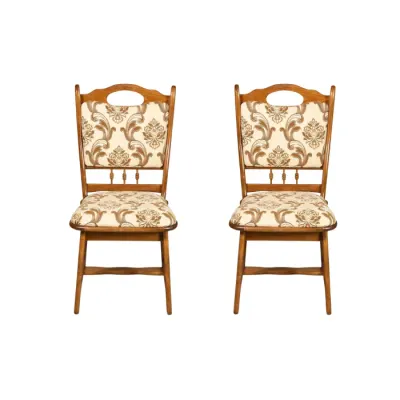 Set 2 scaune living FLANDER, cadru nuc + stofa print 06, 50x48x95 cm