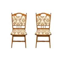 Set 2 scaune living FLANDER, cadru nuc + stofa print 06, 50x48x95 cm