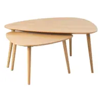 Măsuțe de cafea în culoare naturală 2 buc. cu aspect de lemn de stejar 70x100 cm Adda – Unique Furniture