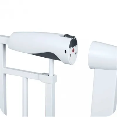 Poarta siguranta pentru copii Nukido Alb din metal,extensibila 77-108.5 cm,blocare de siguranta,sisetm de fixare fara gaurire,deschidere fata-verso