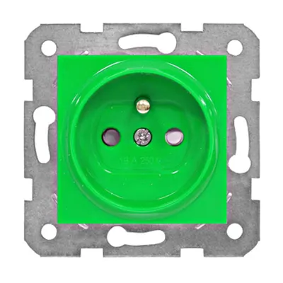 Insert priză 16A pin PE, prot copii, cl. elastice, verde