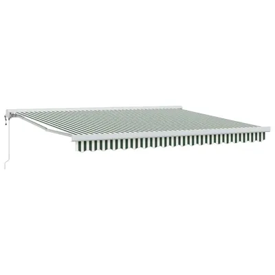vidaXL Copertină retractabilă Verde și alb 400 × 300 cm Stofă și Metal