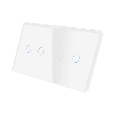 Panou Intrerupator Dublu + Dublu cu Touch Din Sticla LUXION