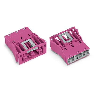 Snap-in socket; 3-pole; Cod. B; 4,00 mm²; pink