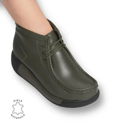 Ghete Dama din Piele Naturala Crl0910 Verde Inchis