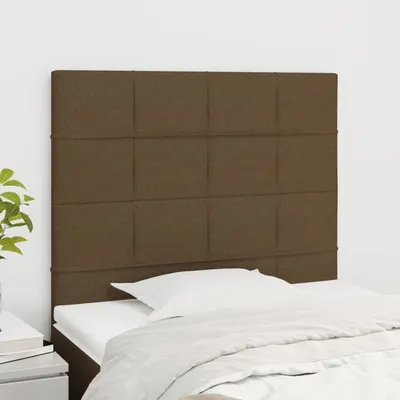 vidaXL Tăblie de pat maro închis 90x5x118/128 cm, material textil