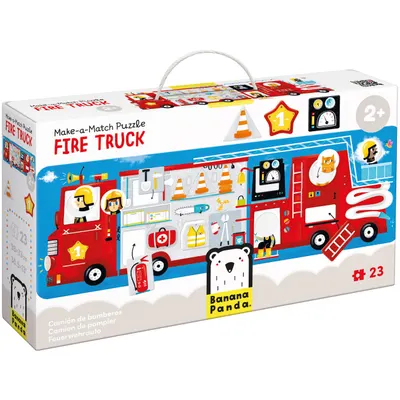 Puzzle make-a-match Banana Panda, Masinuta de pompieri, 23 piese