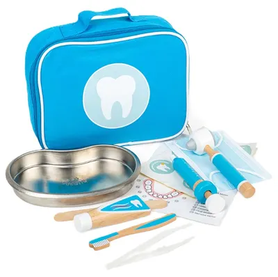 Set de joacă Bigjigs - Instrumente dentare cu carcasă