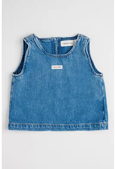 Top din denim si amestec de lyocell - Albastru petrol