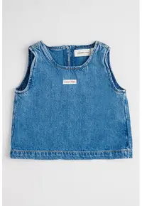 Top din denim si amestec de lyocell - Albastru petrol