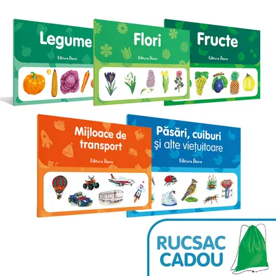 Pachet 5 Mape flori, fructe, legume, pasari si mijloace de transport