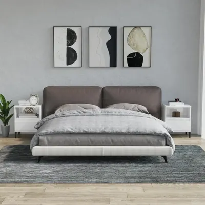 Gossi noptiere, 2 buc., alb extralucios, 40x35x50 cm
