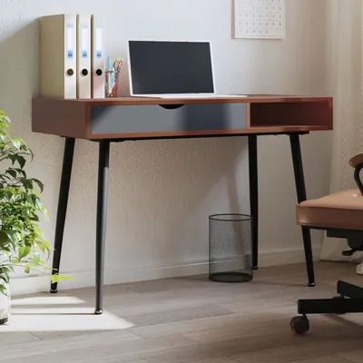 vidaXL Birou de computer cu sertar, maro, 110x50x75 cm, lemn prelucrat