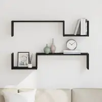 vidaXL Raft de perete 2 buc. Stejar Negru 100 x 15 x 20 cm