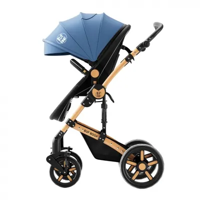 Carucior pentru copii Buf Boof A1 Deluxe Blue 2 in 1 reversibil 0-36 luni, cadru din aluminiu, amortizoare, accesorii incluse