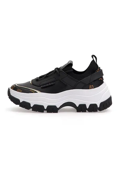 Pantofi sport de piele ecologica cu aspect masiv - Negru/Maro