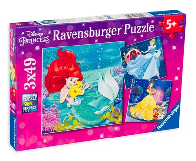 Puzzle Ravensburger din 3 x 49 de piese - Ariel, Bell, Cenusareasa