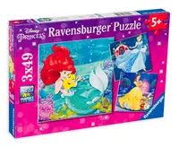Puzzle Ravensburger din 3 x 49 de piese - Ariel, Bell, Cenusareasa