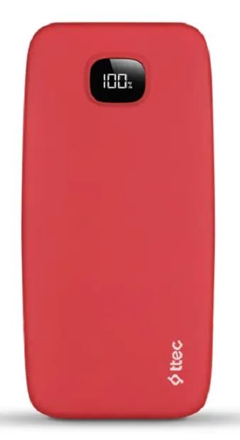 Baterie portabilă ttec - ChargeUp Pro, 20 000 mAh, roşu