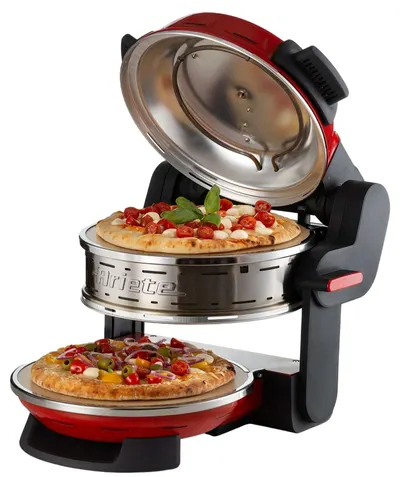 Cuptor dublu pentru pizza Ariete - Pizzeria, 2300W, 32 cm, 2 plăci de piatră, roșu