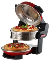 Cuptor dublu pentru pizza Ariete - Pizzeria, 2300W, 32 cm, 2 plăci de piatră, roșu