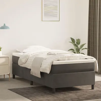 vidaXL Cadru de pat cu arcuri, gri închis, 90x190 cm, catifea