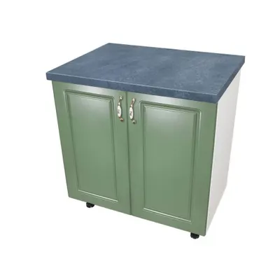 Masca pentru chiuveta cu 2 usi 80 cm Zebra, Alb/MDF Verde cu blat Beton, 80 x 85 x 60 cm