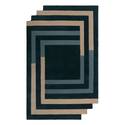 Covor verde închis țesut manual din lână 120x180 cm Labyrinth Shaped – Flair Rugs