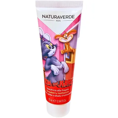 Pasta de Dinti Naturaverde Kids Tom & Jerry, cu Aroma de Capsuni, pentru Copii, 75 ml