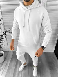 Trening barbati slim fit alb Pantaloni + Hanorac + Tricou Y132 i3-2.3