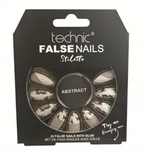 Set 24 Unghii False cu adeziv inclus Technic False Nails, Stiletto, Abstract