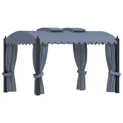 vidaXL Pavilion cu perdele, antracit, 3 x 4 m, oțel