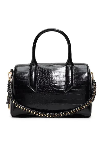 Geanta duffle din piele ecologica cu aspect de piele de crocodil Albalaerel - Negru