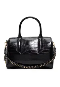 Geanta duffle din piele ecologica cu aspect de piele de crocodil Albalaerel - Negru