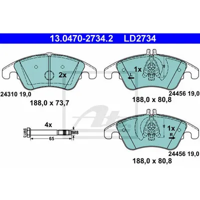 Set placute frana, frana disc ATE 13.0470-2734.2