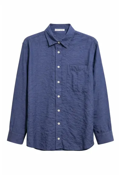 Camasa dama - Relaxed Fit - albastru marin - 90% modal - cu buzunar