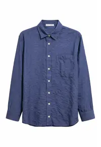 Camasa dama - Relaxed Fit - albastru marin - 90% modal - cu buzunar