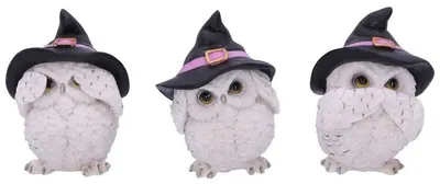 Set de statuete Nemesis Now Adult: Humor - Three Wise Feathered Familiars, 9 cm