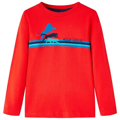 Tricou de copii cu mâneci lungi sălbatice roșu 104