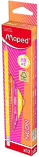 Set de creioane grafit cu radieră Maped Neon - HB, 12 buc